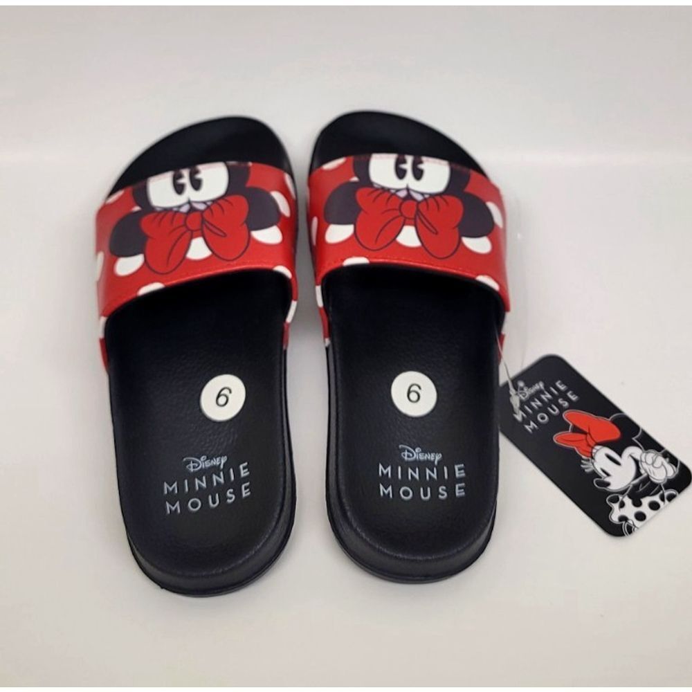 Disney Minnie Mouse Women’s Slide Lounge Comfort Sandals Size 6 Black NWT - Picture 2 of 3